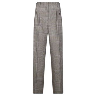 Circolo 1901 Pantaloni in Pile Principe di Galles a Doppia Pinces - - Trousers - Donna - Marrone - XS