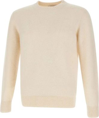KANGRA Witte Wollen Trui Ronde Hals - Heren - Ronde hals truien - Wit - 2XL - Wol - Truien & Vesten