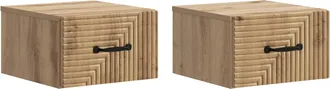 vidaXL Mesita De Noche De Pared 2 Uds. Roble Artisan 34,5 X 33 X 20 Cm Vidaxl