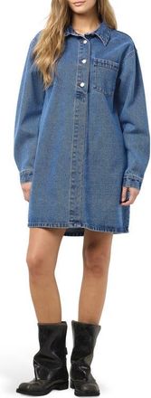 Noisy May Delilah Denim Shirtdress in Medium Blue Denim at Nordstrom, Size X-Small