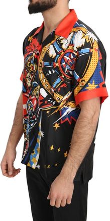 Dolce & Gabbana Mens Multicolor Printed Short Sleeves Casual Shirt Silk
