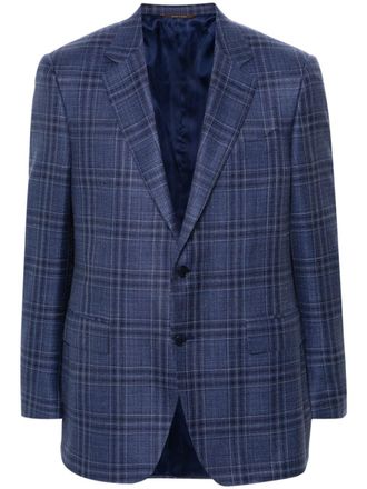 Canali checked single-breasted blazer - Blue