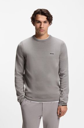 Boss Green by Hugo Boss Strickpullover BOSS GREEN, Herren, Gr. XXL, open grau063, Strick, Obermaterial: 100% Baumwolle, unifarben, regular fit normal, Rundhals, B&uuml;ndchen, Pul