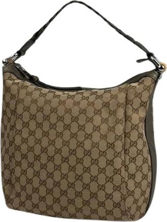 Gucci Pre-owned Shoulder Bags, female, Brown, Size: ONE SIZE Pre-owned Vintage GG Canvas Shoulder Bag