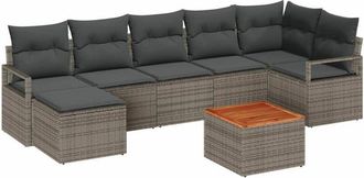 vidaXL Conjunto De Sof&aacute; De Jard&iacute;n 8 Pcs Gris Vidaxl