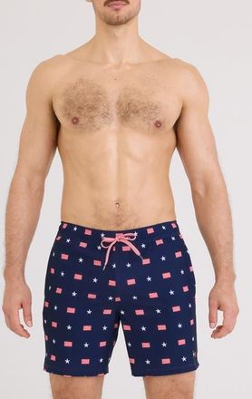 Saxx Oh Buoy 2N1 7-Inch Volley Swim Trunks in Usa Signet-Maritime at Nordstrom, Size Xx-Large