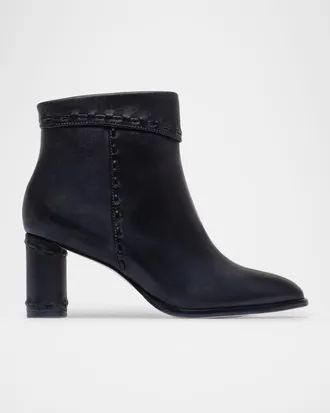 Bernardo Gene Whipstitched Leather Ankle Boots