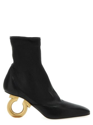 Ferragamo Black Solid Pointed toe Boots