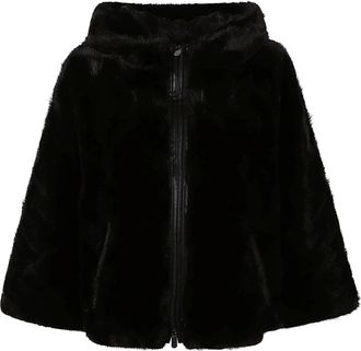 Pinko Pinko, Jassen, Dames, Zwart, XS, Cadetia Cape met Capuchon