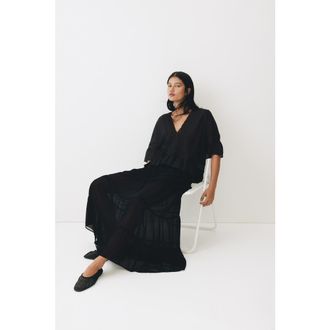 H&M Tiered Maxi Skirt in Black at Nordstrom, Size Xx-Small
