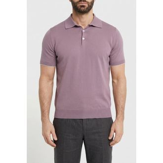 Brunello Cucinelli Light Purple Cotton Polo Shirt, Brand Size 46 (US Size 36)