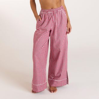 Lounge Christmas Cottage gingham pyjamabroek - Rood - XXL