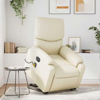 vidaXL vidaXL Poltrona Alzapersona Elettrica Reclinabile Crema in Similpelle