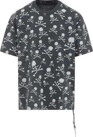 MASTERMIND WORLD Black Cotton Vintage Skull Tee-Uomo