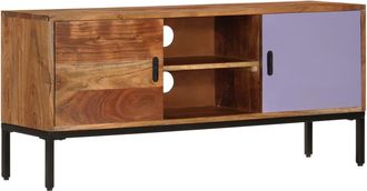 vidaXL Mueble Tv Madera Maciza Acacia Marr&oacute;n Miel Y Gris 110x30x50 Cm Vidaxl