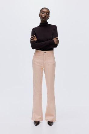 H&M Flared High Jeans in Peach Pink at Nordstrom, Size 10