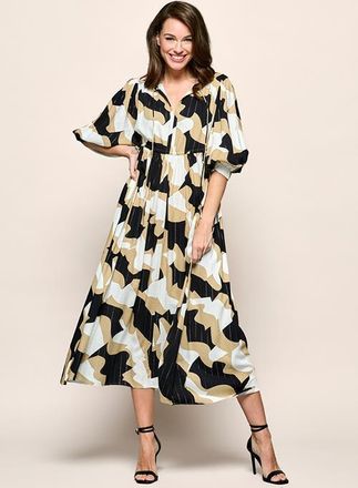 Mart Visser Sophie Print Jurk Zwart / Camel