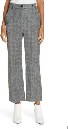 Rebecca Taylor Houndstooth Plaid Velvet Crop Pants In Black, White
