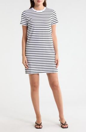 Madewell Perfect Cotton T-Shirt Dress in Black White Stripe at Nordstrom Rack, Size X-Large
