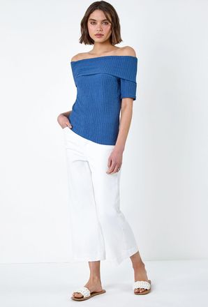 Roman Textured Stretch Bardot Top