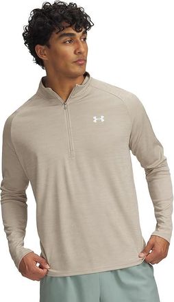 Under Armour Tech Textured 1/2 Zip Mens Sweatshirt City Khaki/Khaki Base/White : LG, Polyester