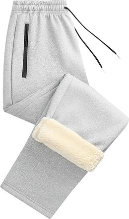 Generic Mens Fleece Lined Trousers Jogging Bottoms Men Joggers Black Softshell Cargo Work Winter Warm Plush with Pockets Drawstring Lounge Pants Thermal Runni