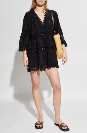 Melissa Odabash Cotton Dress With Flared Sleeves, Womens, Black