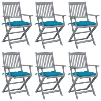 vidaXL Sillas De Jard&iacute;n Plegables 6 Uds Cojines Madera Maciza Acacia Vidaxl