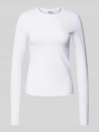 Weekday Longsleeve mit geripptem Rundhalsausschnitt in Weiss, Gr&ouml;&szlig;e XS