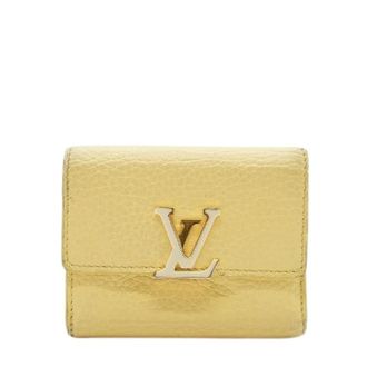 Louis Vuitton Pre-owned Wallets, female, Yellow, Size: ONE SIZE Pre-owned Capucines XS Sun Beam Taurillon Leather Trifold Wallet JP Limited Edition Light yellow/Cre