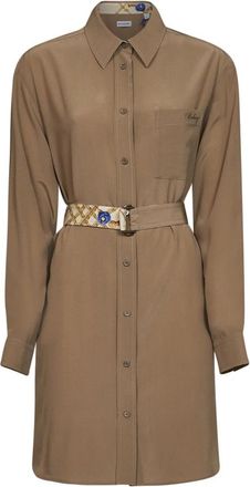 Burberry Zijden overhemdjurk - Dames - Shirt Kleedjes - Bruin - S - Kleedjes