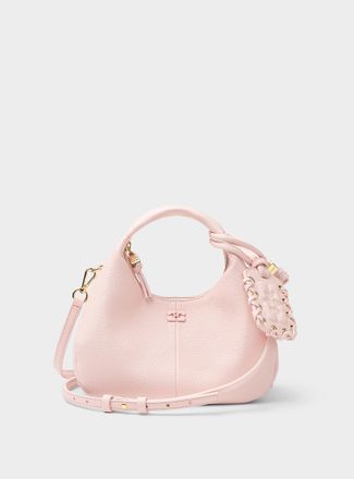 Ganni Womens Small light pink recycled leather bag