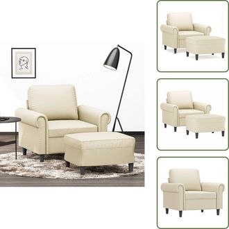 vidaXL Poltrona crema - vidaXL Poltrona con Poggiapiedi Crema 60 cm in Similpelle - Poltrona con poggiapiedi 60 cm