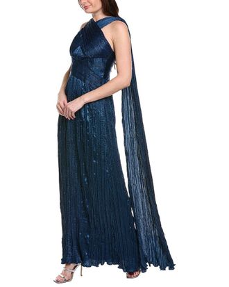 Marchesa Crimped Satin Gown