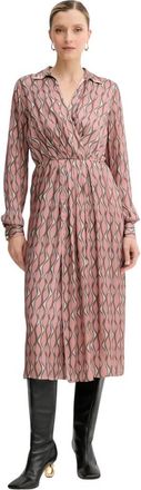 Fracomina Regular Fit Midi Jurk met Conceptueel Patroon - Dames - Casual kleedjes - Roze - S - Polyester - Kleedjes