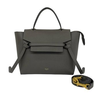 Celine Gray Leather Handbag Shoulder Bag Tote Bag (Pre-Owned)
