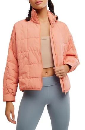 Free People FP Movement Pippa Packable Puffer Jacket in Frosted Peach at Nordstrom, Size X-Large