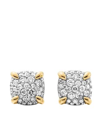 David Yurman 18kt geelgouden Chatelaine oorbellen met diamant pavé (8mm)