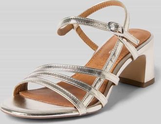 Tamaris Tamaris Sandalette aus Leder-Textil-Mix in Silber, Gr&ouml;&szlig;e 36