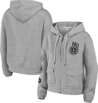 WEAR by Erin Andrews Womens WEAR by Erin Andrews Heather Gray New Orleans Saints Full-Zip Hoodie at Nordstrom, Size Xx-Large