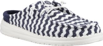 HeyDude Wendy Slip Terry Stripe Polyester Dames Navy Blazer/Egret Mules