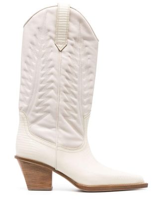 PARIS TEXAS embroidered pointed-toe cowboy boots - Neutrals