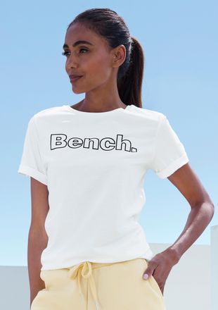 Bench T-Shirt BENCH. LOUNGEWEAR, Damen, Gr. 32/34, 1x wei&szlig;, 1x schwarz, Single Jersey, Obermaterial: 100% Baumwolle, Basic, Shirts T-Shirt, mit Logodruck