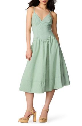 Steve Madden Una Stripe Seersucker Midi Dress in Green Moss at Nordstrom, Size 16