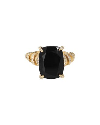 Tiramisu 18K Over Silver 10.65 Ct. Tw. Black Onyx, White Topaz Ring