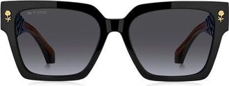 Etro 55mm Gradient Rectangular Sunglasses in Shaded Brown Blue/Grey Azure at Nordstrom