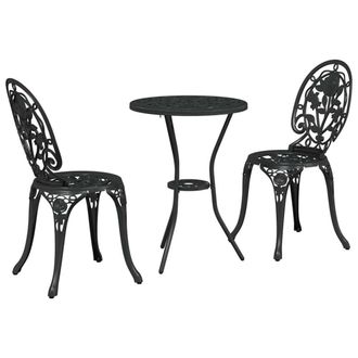 Berkfield Home 3 Piece Garden Bistro Set Black Cast Aluminium