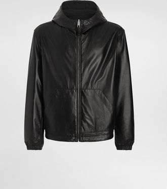 Dolce & Gabbana Leather And Fabric Jacket With Reversible Hood - Man Coats And Jackets Black 48