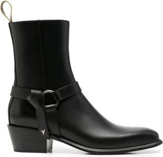 Fendi Double O Enkellaarsjes - Dames - Cowboylaarzen - Zwart - 37 EU - Leer - Schoenen