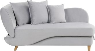 Beliani Chaise Lounge Moderno 2 Plazas Compartimento De Almacenaje Cojines Terciopelo Gris Claro Izquierdo Meri Ii